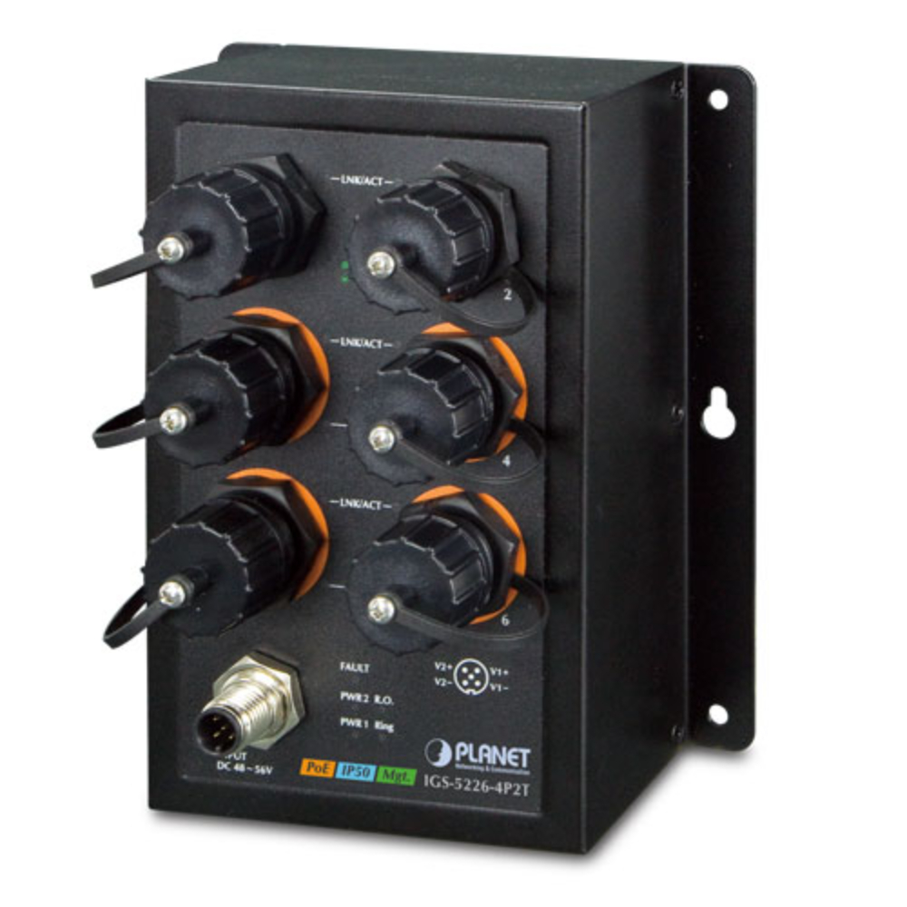 Planet IGS-5226-4P2TIndustrial EN50155 4-Port 10/100/1000T 802.3at PoE + 2-Port 10/100/1000T Managed Ethernet Switch(-40~75 degrees C)